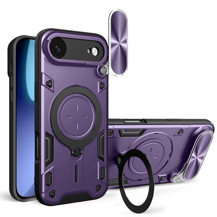 

For iPhone 17 Air CD Texture Sliding Camshield Magnetic Holder Phone Case(Purple)