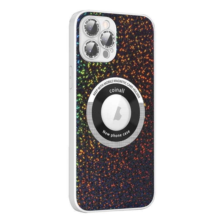 

For iPhone 13 Colorful Glitter Magnetic Magsafe TPU + PC Phone Case(Black)