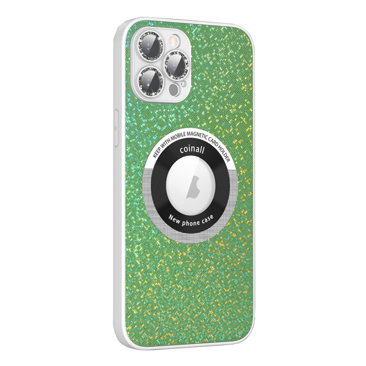

For iPhone 12 Pro Max Colorful Glitter Magnetic Magsafe TPU + PC Phone Case(Colorful Green)