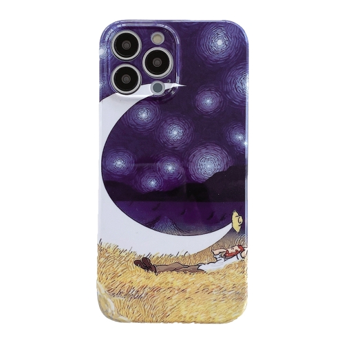 

For iPhone 14 Oil Painting Pattern Glossy PC Phone Case(Moon)