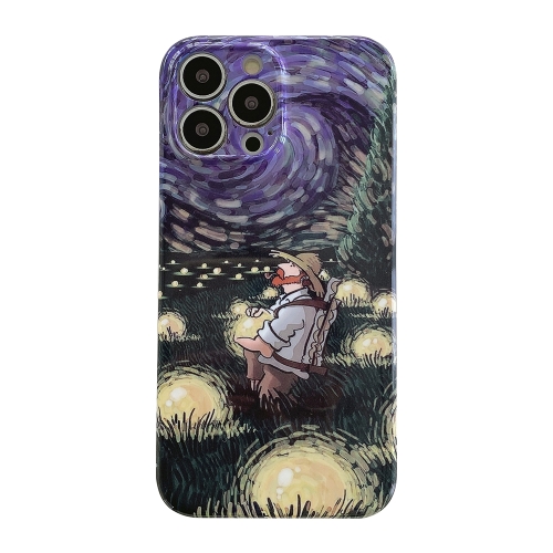 

For iPhone 12 Oil Painting Pattern Glossy PC Phone Case(Field)