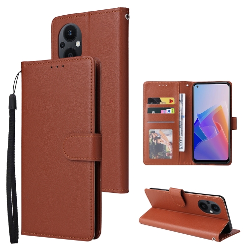 

For OPPO A96 5G / Reno7 Z / Reno8 Z Multifunctional 3 Card Slots Leather Phone Case(Brown)