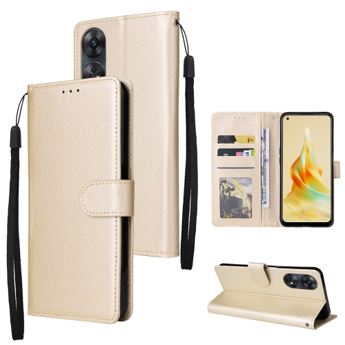 

For OPPO Reno8 T 4G Multifunctional 3 Card Slots Leather Phone Case(Gold)