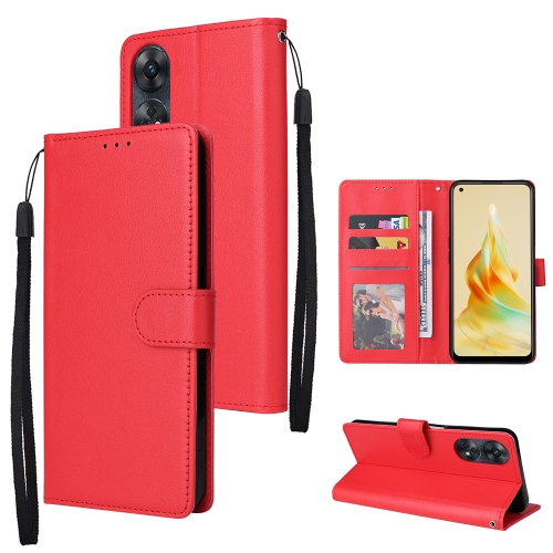 

For OPPO Reno8 T 4G Multifunctional 3 Card Slots Leather Phone Case(Red)
