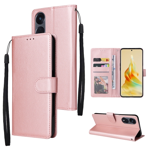 

For OPPO Reno8 T 5G Multifunctional 3 Card Slots Leather Phone Case(Rose Gold)