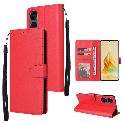 

For OPPO Reno8 T 5G Multifunctional 3 Card Slots Leather Phone Case(Red)