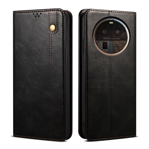 

For OPPO Find X6 Oil Wax Crazy Horse Texture Leather Phone Case(Black)
