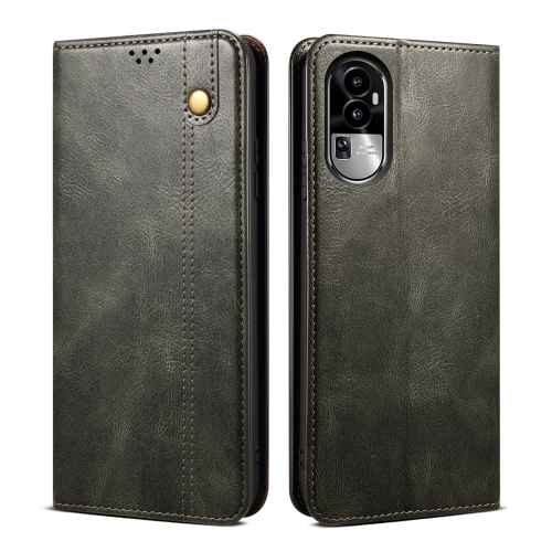 

For OPPO Reno10 Global / Reno10 Pro Global Oil Wax Crazy Horse Texture Leather Phone Case(Dark Green)