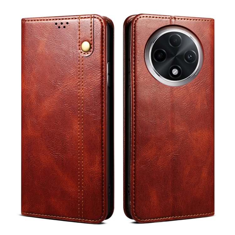 

For OPPO A3 Pro 5G Oil Wax Crazy Horse Texture Leather Phone Case(Brown)