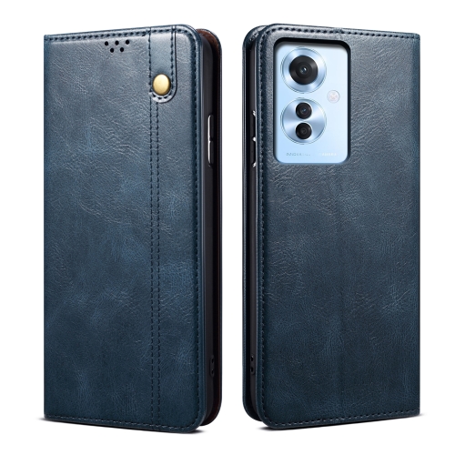 

For OPPO Reno11 F / F25 Pro Oil Wax Crazy Horse Texture Leather Phone Case(Navy Blue)