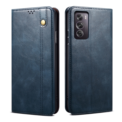 

For OPPO Reno12 Pro 5G Global Oil Wax Crazy Horse Texture Leather Phone Case(Navy Blue)