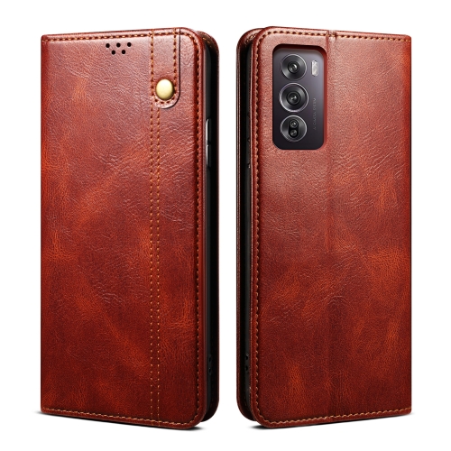 

For OPPO Reno12 Pro 5G Global Oil Wax Crazy Horse Texture Leather Phone Case(Brown)