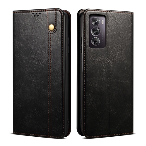 

For OPPO Reno12 Pro 5G Global Oil Wax Crazy Horse Texture Leather Phone Case(Black)