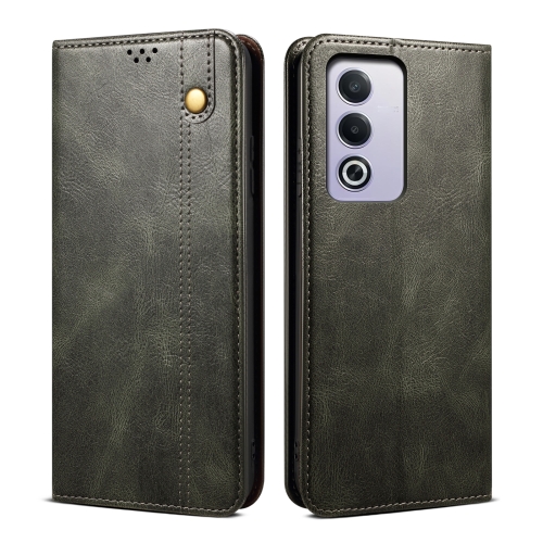 

For OPPO A3 Pro 5G Global Oil Wax Crazy Horse Texture Leather Phone Case(Dark Green)