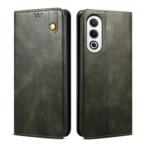 

For OPPO K12x 5G Global Oil Wax Crazy Horse Texture Leather Phone Case(Dark Green)