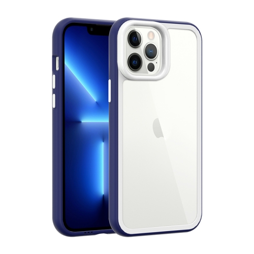 

For iPhone 13 Color Frame 2 in 1 Hollow Cooling Phone Case(Blue)