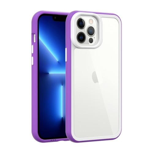 

For iPhone 13 Color Frame 2 in 1 Hollow Cooling Phone Case(Purple)