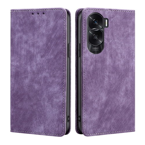 

For Honor X50i 5G RFID Anti-theft Brush Magnetic Leather Phone Case(Purple)