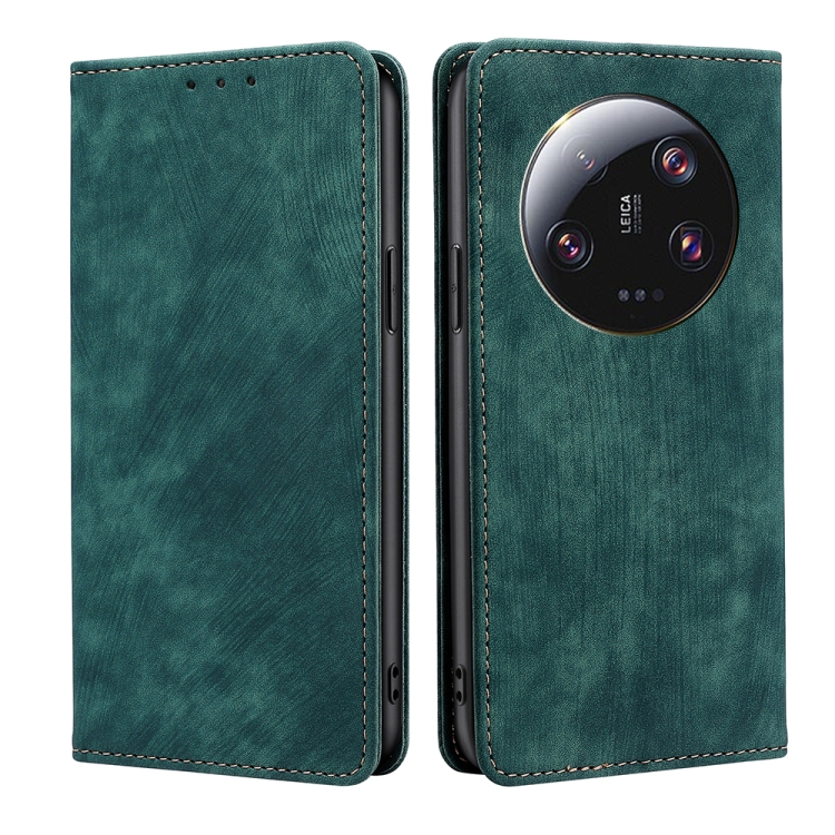 

For Xiaomi 13 Ultra 5G RFID Anti-theft Brush Magnetic Leather Phone Case(Green)
