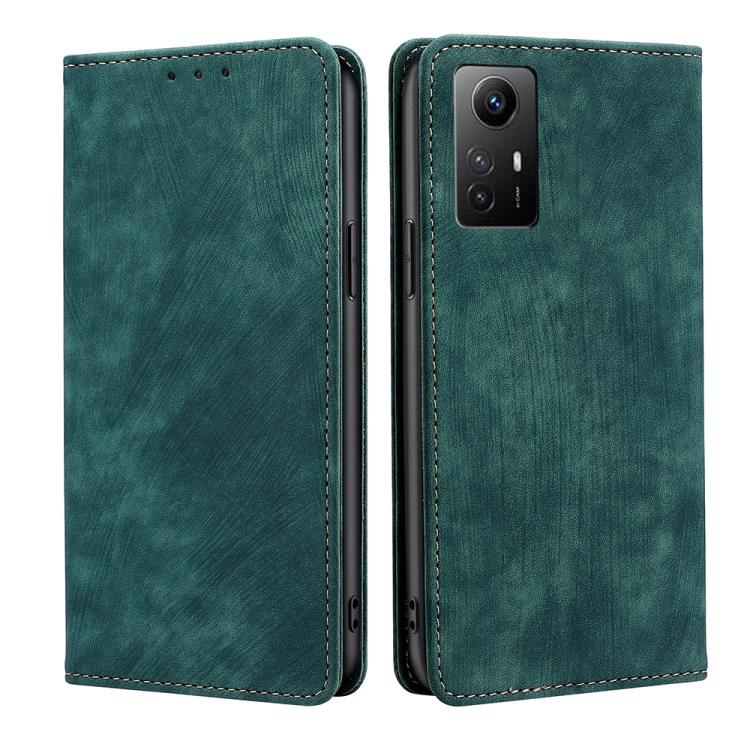 

For Xiaomi Redmi Note 12S 4G RFID Anti-theft Brush Magnetic Leather Phone Case(Green)