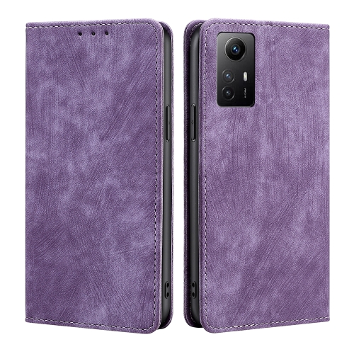 

For Xiaomi Redmi Note 12S 4G RFID Anti-theft Brush Magnetic Leather Phone Case(Purple)