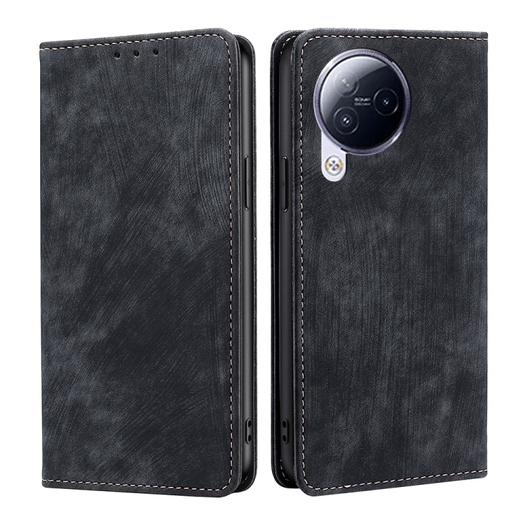 

For Xiaomi Civi 3 5G RFID Anti-theft Brush Magnetic Leather Phone Case(Black)