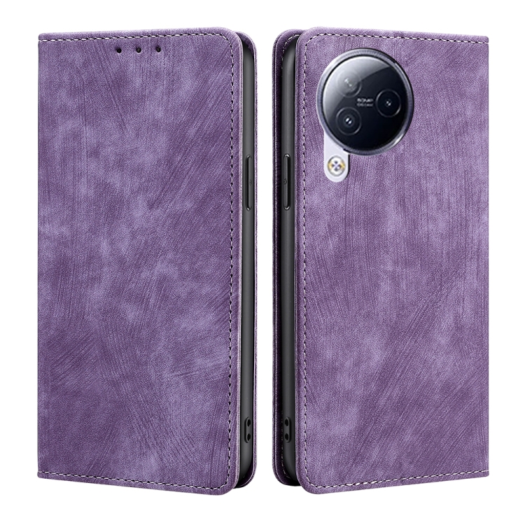 

For Xiaomi Civi 3 5G RFID Anti-theft Brush Magnetic Leather Phone Case(Purple)