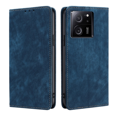 

For Xiaomi Redmi K60 Ultra RFID Anti-theft Brush Magnetic Leather Phone Case(Blue)