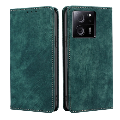 

For Xiaomi Redmi K60 Ultra RFID Anti-theft Brush Magnetic Leather Phone Case(Green)