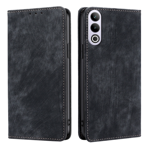 

For OnePlus Ace 3V 5G RFID Anti-theft Brush Magnetic Leather Phone Case(Black)