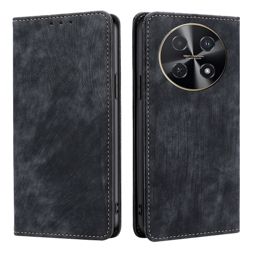 

For Huawei nova 12i 4G RFID Anti-theft Brush Magnetic Leather Phone Case(Black)