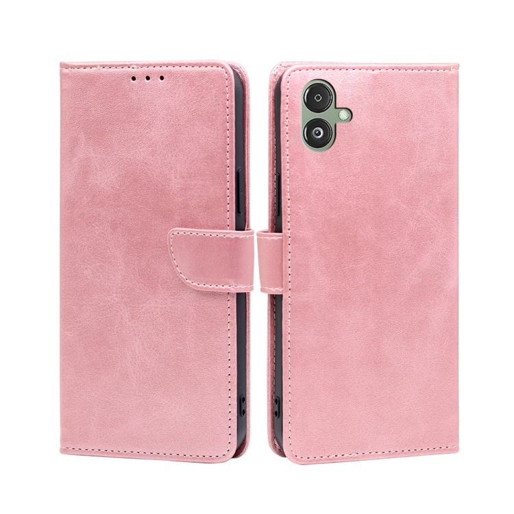 

For Samsung Galaxy F14 5G Calf Texture Buckle Flip Leather Phone Case(Rose Gold)