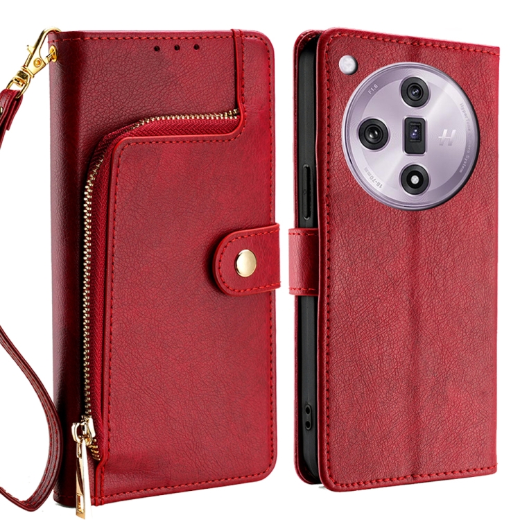 

For OPPO Find X7 5G Zipper Bag Leather Phone Case(Red)