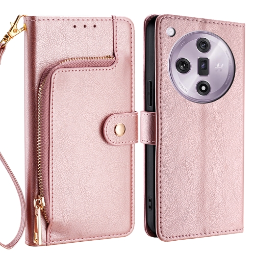 

For OPPO Find X7 5G Zipper Bag Leather Phone Case(Rose Gold)