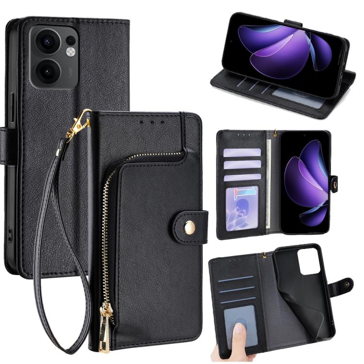 

For OPPO Reno13 F 5G / 4G Zipper Bag Leather Phone Case(Black)