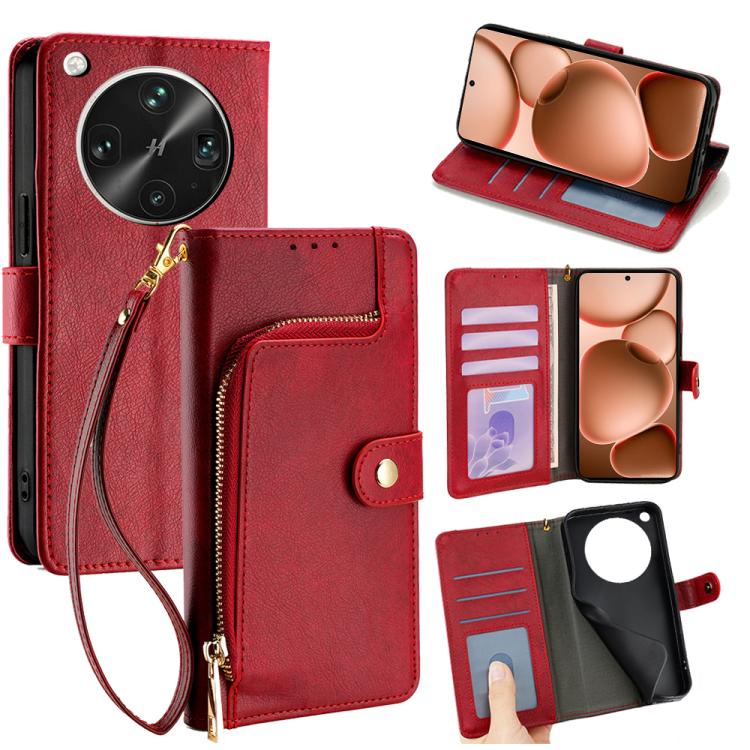 

For OPPO Find X8 Ultra 5G Zipper Bag Leather Phone Case(Red)