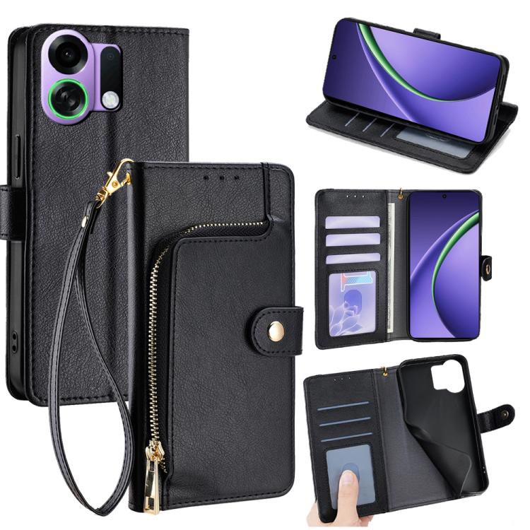 

For OPPO K13 Turbo Pro 5G Zipper Bag Leather Phone Case(Black)