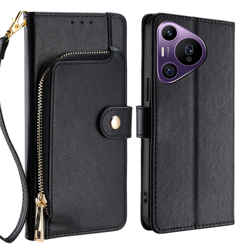 

For Huawei Pura 70 Pro / 70 Pro+ 5G Zipper Bag Leather Phone Case(Black)