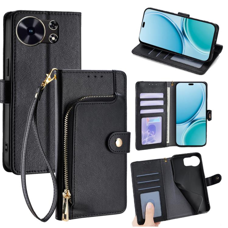 

For Huawei Maimang 40 5G Zipper Bag Leather Phone Case(Black)