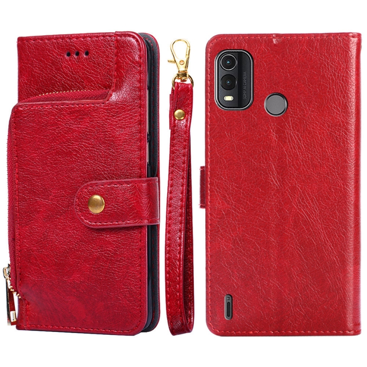 

For Nokia G11 Plus Zipper Bag Leather Phone Case(Red)