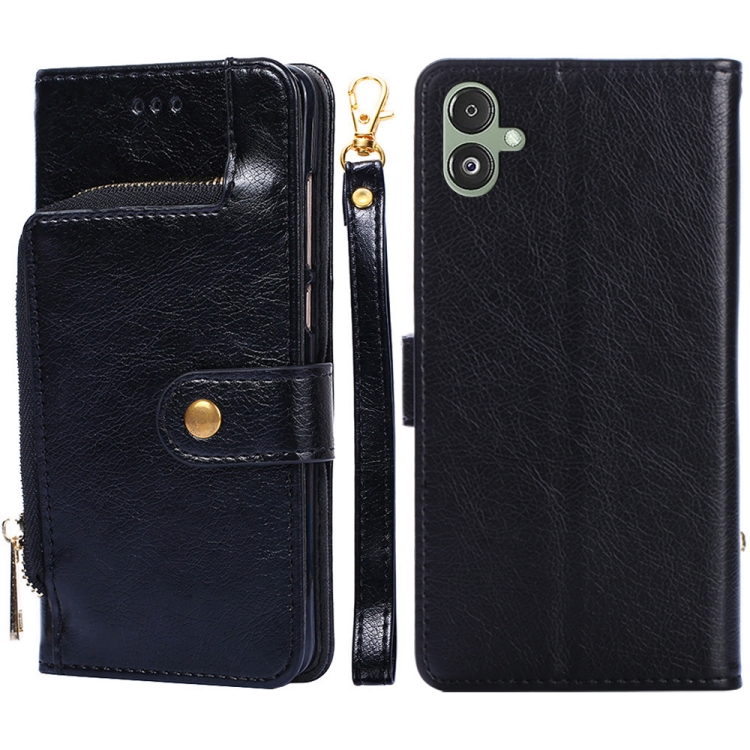 

For Samsung Galaxy F14 5G Zipper Bag Leather Phone Case(Black)