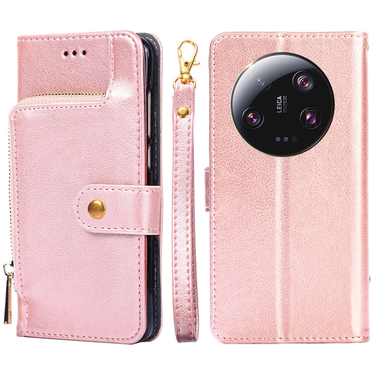 

For Xiaomi 13 Ultra 5G Zipper Bag Leather Phone Case(Rose Gold)