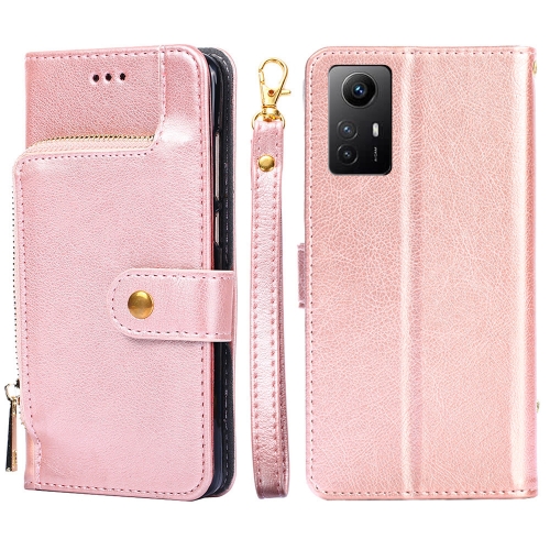 

For Xiaomi Redmi Note 12S 4G Zipper Bag Leather Phone Case(Rose Gold)