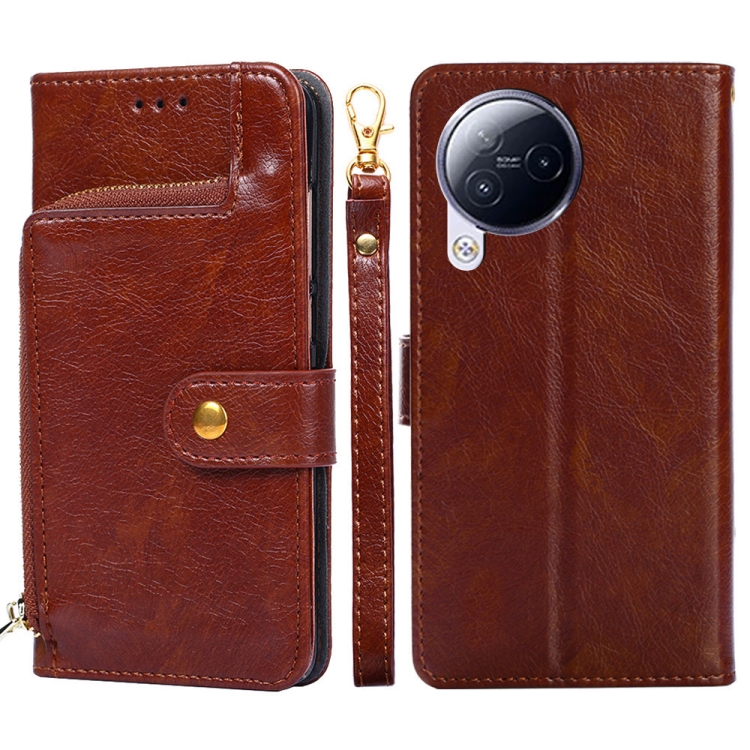 

For Xiaomi Civi 3 5G Zipper Bag Leather Phone Case(Brown)