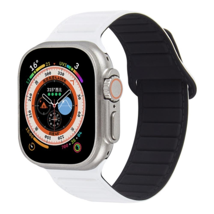 

For Apple Watch Ultra 49mm Loop Magnetic Silicone Watch Band(White Black)
