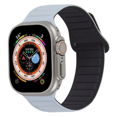 

For Apple Watch Ultra 49mm Loop Magnetic Silicone Watch Band(Grey Black)