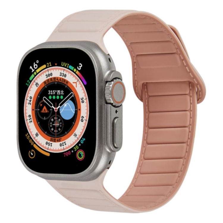 

For Apple Watch 8 45mm Loop Magnetic Silicone Watch Band(Pink)