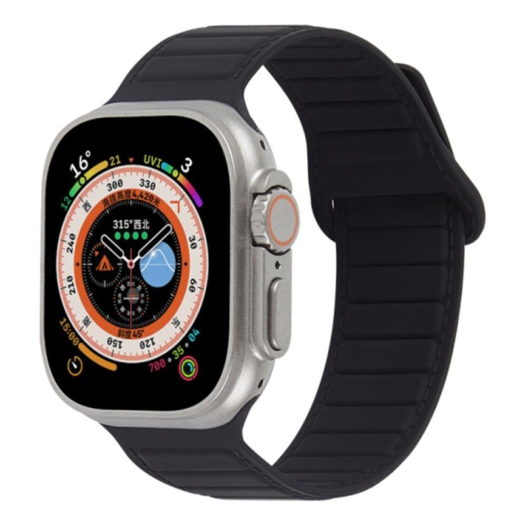

For Apple Watch 7 45mm Loop Magnetic Silicone Watch Band(Black)