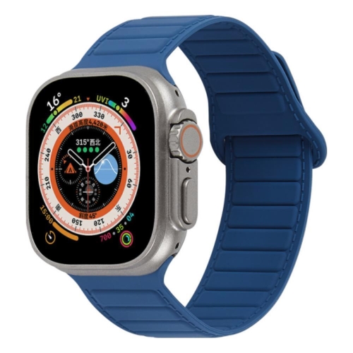 

For Apple Watch SE 44mm Loop Magnetic Silicone Watch Band(Midnight Blue)