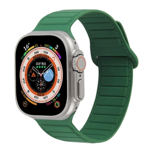 

For Apple Watch 6 44mm Loop Magnetic Silicone Watch Band(Green)